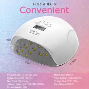NAILGIRLS 150W UV LED Nail Lamp 4 Timer Setting Automatic Sensor Gel Nail Polish Dryer for Home & Salon Use